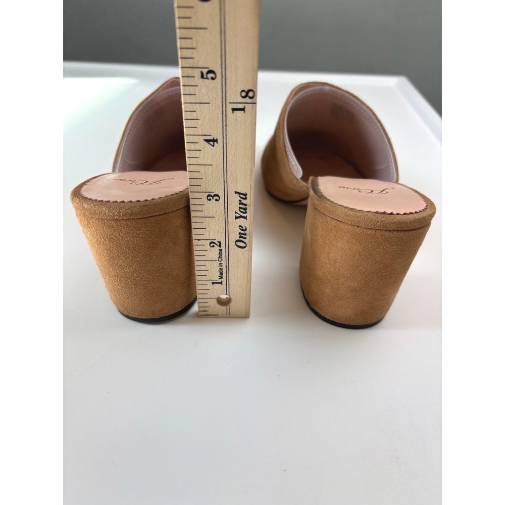 J. Crew Suede Block Heel Mules Tan Women Size 10 Pointed Toe Slip On Shoes - Picture 3 of 9